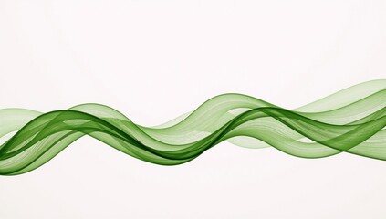 Abstract green waves on white backdrop create fresh modern design Nature-inspired graphics
