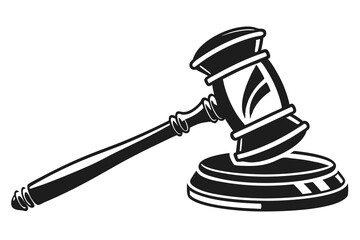creative Gavel icon concept Black Color and white Background