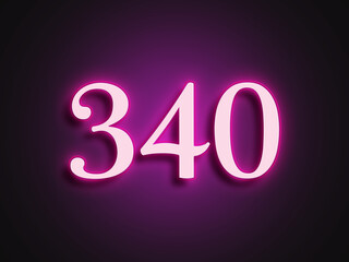 Pink glowing Neon light text effect of number 340.