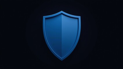 Shield symbolizing cybersecurity  defense with blue motif against a dark backdrop