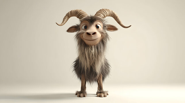 Cheerful 3D Cartoon Goat Illustration