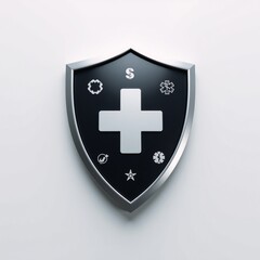 Obraz premium Digital design featuring a health-focused shield and secure lock symbols for a healthcare or wellness theme Conceptual Illustration Medical Security