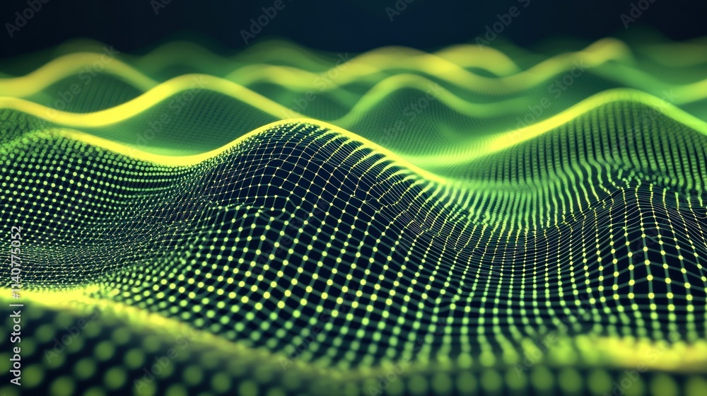 Aufkleber Abstract representation of waves created with a grid pattern and vibrant colors.