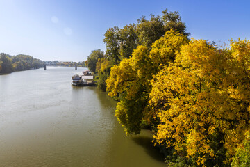 Confluence of Bodrog and Tisza rivers in Tokaj town, Tokaj region, UNESCO site, Great Plain, North...
