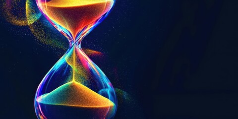 Colorful hourglass with a blue background