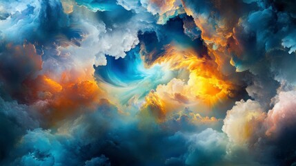 Fototapeta premium Abstract Colorful Sky Painting: A Whimsical Cloud Display