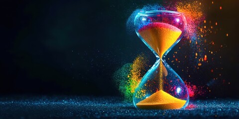 Glass hourglass with sand in it