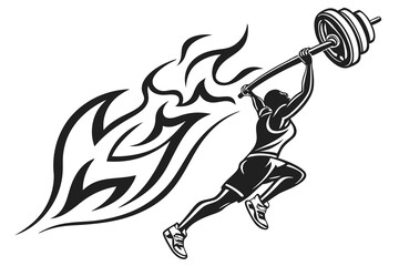 creative gym Flame icon concept black color and white background