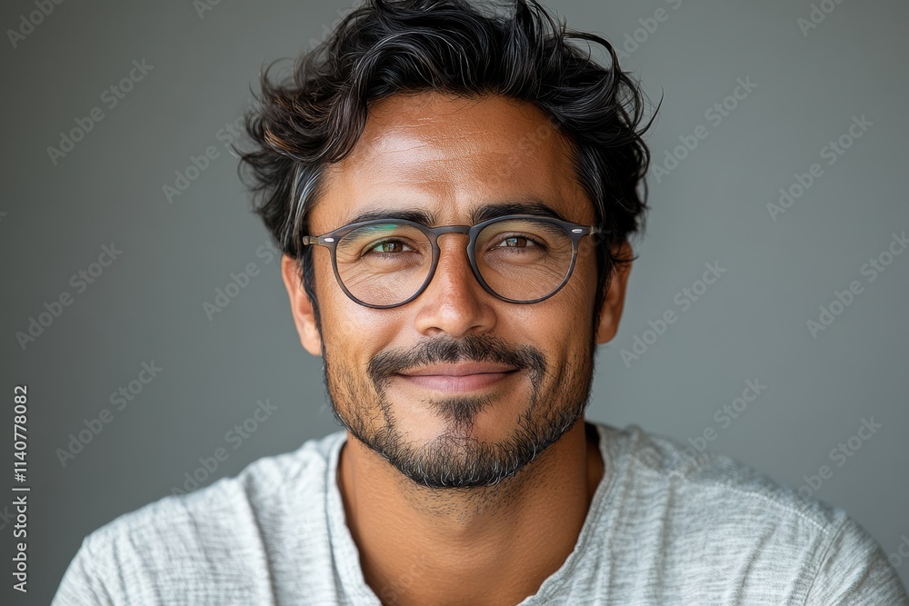 Poster professional indian engineer with a warm and approachable smile, ideal for diverse branding campaign