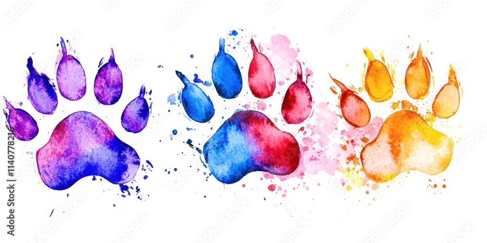 Aufkleber three paw prints in different colors