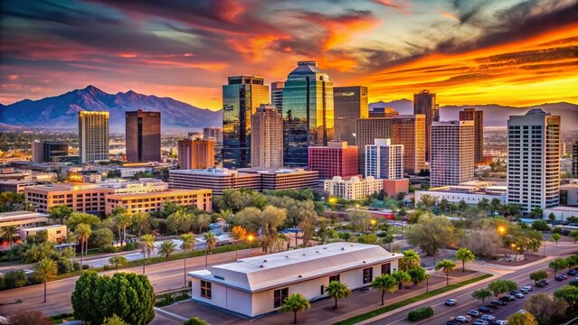Vibrant Downtown Phoenix Minimalist Photography: Sunsets, Skylines, Cityscapes, Arizona Architecture