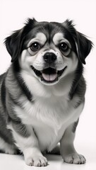 An artistic depiction of an obese dog rendered in black and white with intricate details