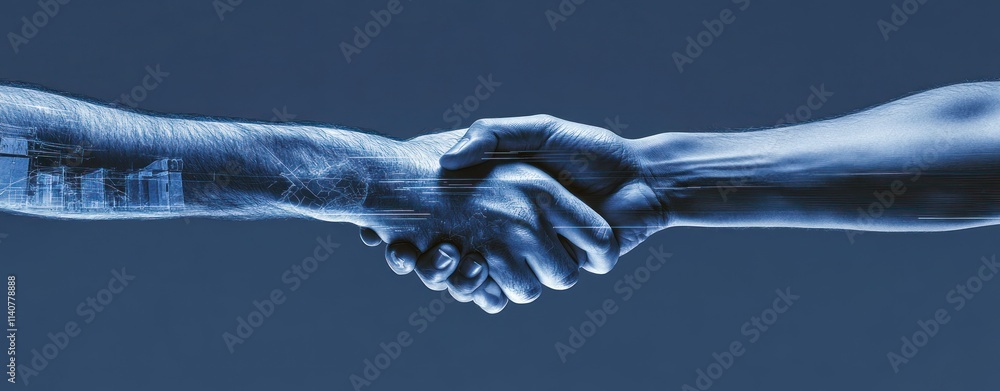 Aufkleber two hands shaking, symbolizing partnership and collaboration in a digital context.