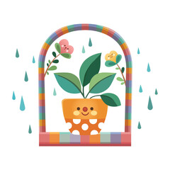 Vector Illustration of Flowerpot Houseplant