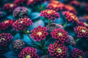 Vibrant Tiny Dark Flowers, Close Up, Full Frame, Macro Photography, Colorful Bloom, Botanical Photography, Dark Floral Photography, Nature Photography