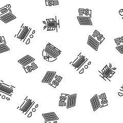 solar panels energy sun vector seamless pattern thin line illustration