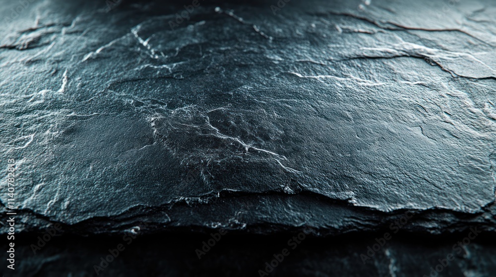 Poster close-up view of dark grey slate stone texture with natural patterns and layers.