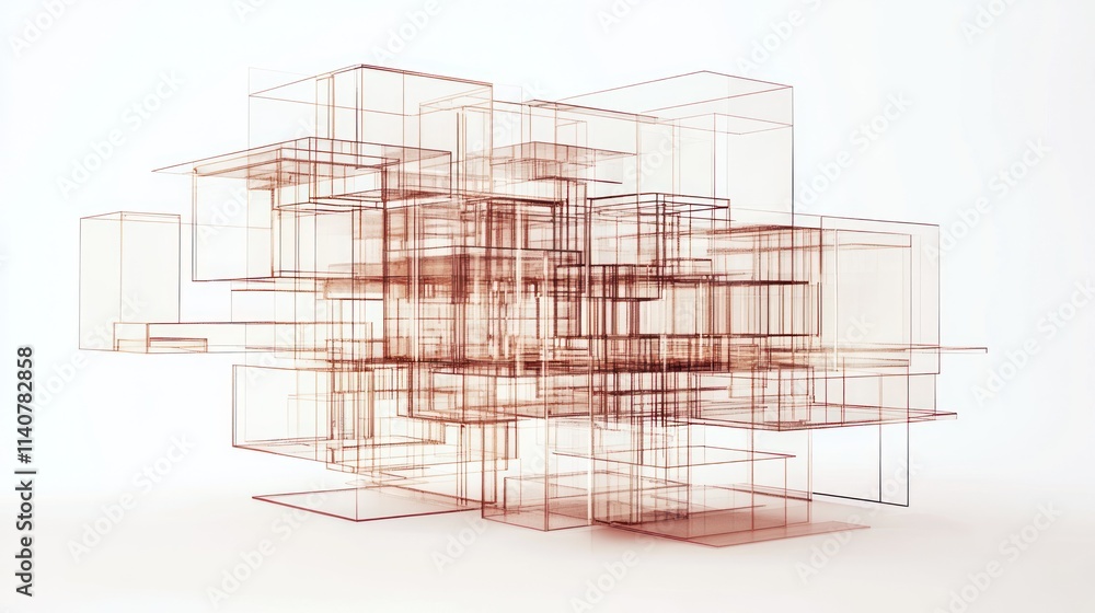 Poster abstract 3d composition of transparent overlapping cubes in a modern design.