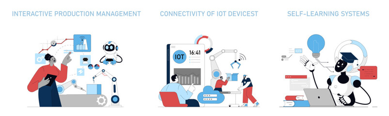 Production Automation. Flat Vector Illustration