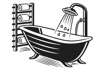 creative gym Hydrotherapy tub Icon concept black color and white background