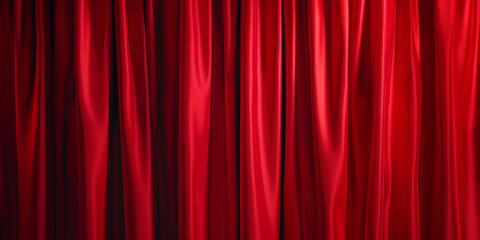Red stage curtains draped in rich folds, creating a dramatic and elegant backdrop