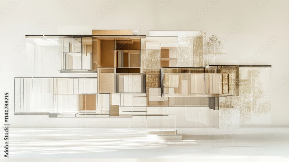 Aufkleber Abstract architectural design showcasing layered structures and spatial arrangement.
