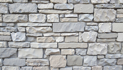 Gray stone wall background with textured bricks
