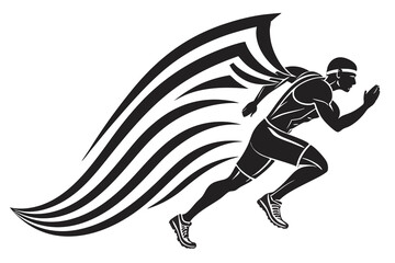 creative gym running icon concept with black color and white background