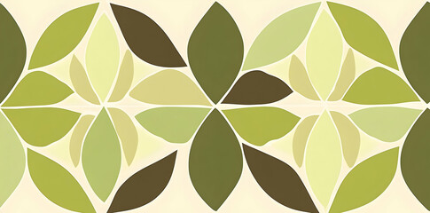 A decorative pattern featuring overlapping green leaves in various shades.