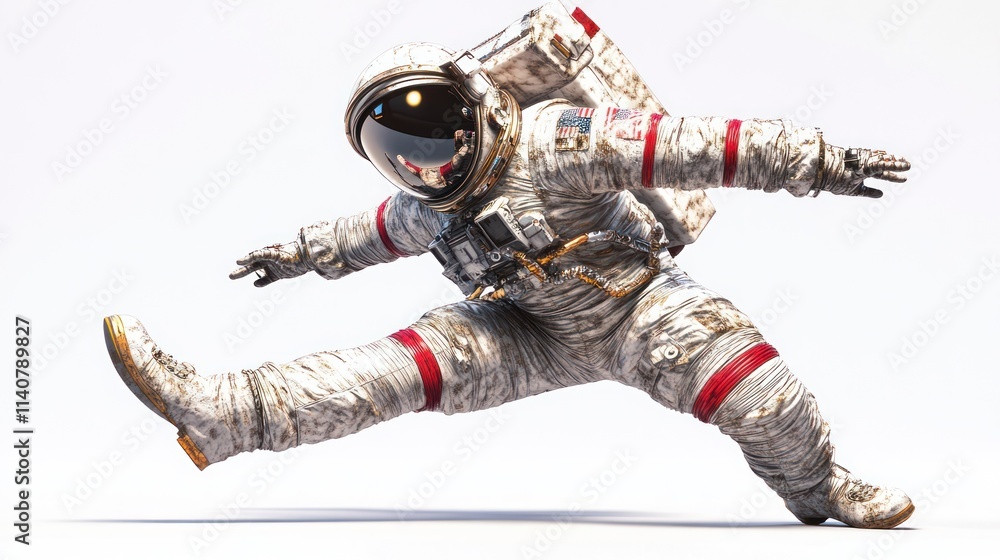 Leinwandbilder a dynamic astronaut in a spacesuit striking a playful pose, showcasing space exploration.