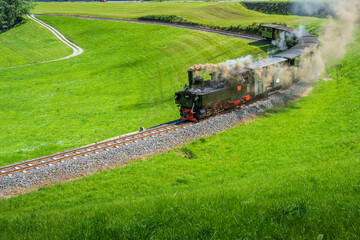 Steam Engine Train in the Bregezerwald - Bergenzerwald Bähnli - in the Bregenzerwald Region, State of Vorarlberg, Austria