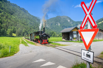 Steam Engine Train in the Bregezerwald - Bergenzerwald Bähnli - in the Bregenzerwald Region, State of Vorarlberg, Austria
