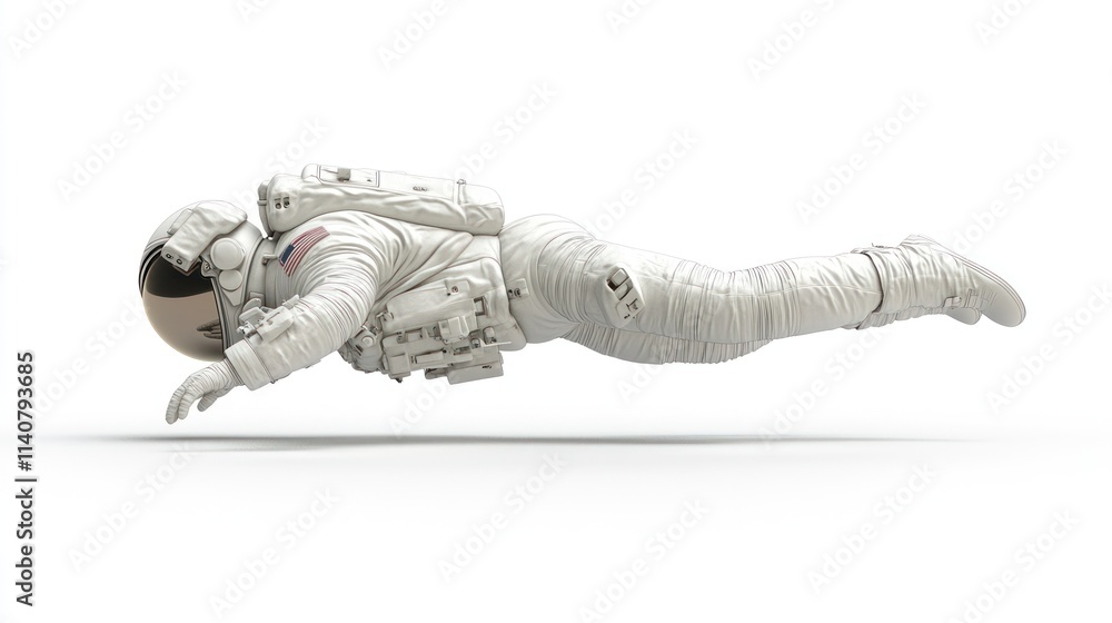 Fototapete a floating astronaut in a space suit, representing exploration and adventure in space.