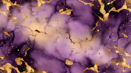 Obraz premium Purple and Gold Marble Splatter Art - A Stunning Abstract Graphic Design
