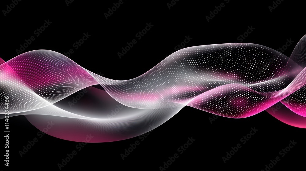 Aufkleber Abstract wave design with flowing lines and gradient colors on a black background.
