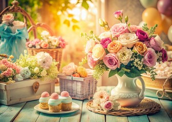 Vintage Floral Baby Shower Photography: Elegant Pastel Blooms & Sweet Baby