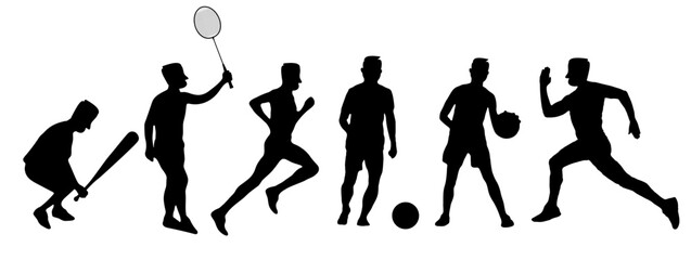 Silhouettes of athletes used in graphic design