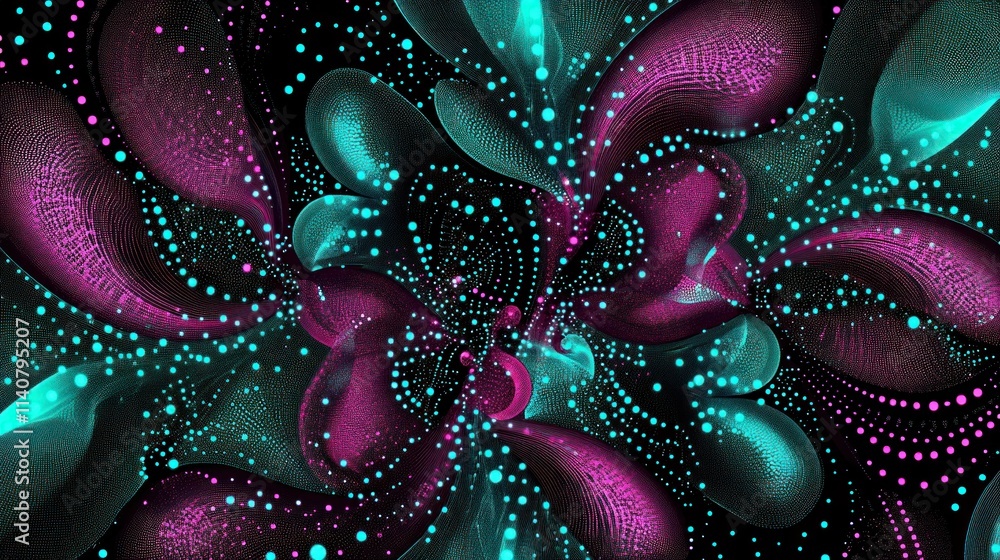 Fototapete An abstract design featuring vibrant colors and swirling shapes, creating a dynamic visual effect.