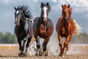 three arab horse runs free ., 