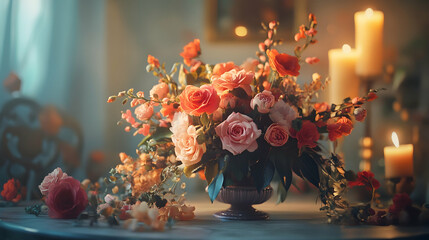 Naklejka premium Romantic Flower Arrangement Illustration