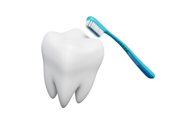 Dental brushing teeth health clean care oral on isolated transparent background. medical toothbrush protection caries. 3D render illustration
