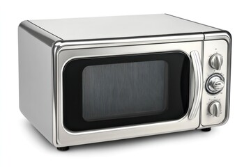 Modern Stainless Steel Microwave Isolated on White Background