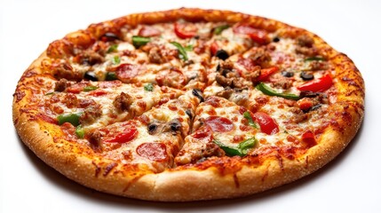 Delicious Golden Pizza with Crispy Edges and Toppings