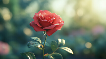 Obraz premium Stunning Close-Up of a Vibrant Red Rose in Full Bloom