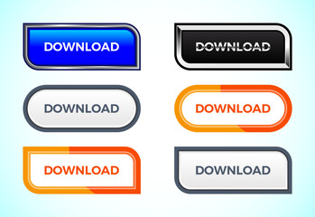 Download button set of different shapes and colors. Suitable for mobile app, and website UI design.