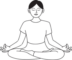 A simple drawing of a person doing a yoga pose vector illustration, yoga vector silhouette lineart
