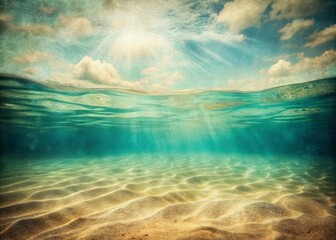 Vintage Ocean Floor Sand Texture, Underwater Seascape, Grainy Beach Photo, Retro Submerged Scene