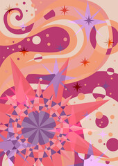 artistic sun star and moon abstract background