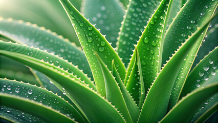 Fototapeta premium Herb garden inspiration aloe vera plant care home nature photography close-up greenery concept