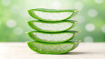 Herb aloe vera stacks nature's healing plant close-up photography bright environment refreshing concept